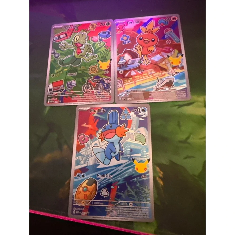 Pokemon Celebrations Hoenn Starter Set Treecko Torchic Mudkip Full Art Holo 3pk